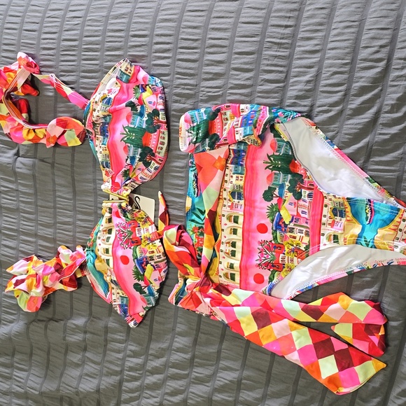 Colorful Patterned Bikini Set Sz Xl Nwt - Picture 2 of 6